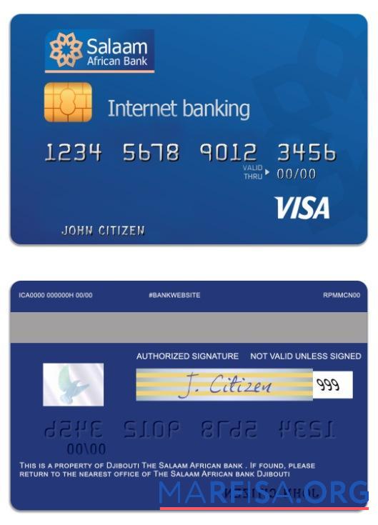 Downloadable Djibouti The Salaam African bank visa prepaid internet card sample